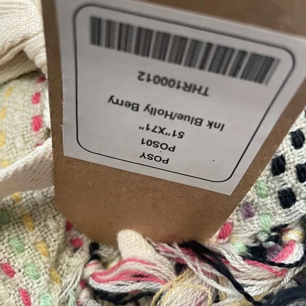 NWT Jaipur Posy Multicolor Acrylic Throw Blanket  51”x 71” Made In India